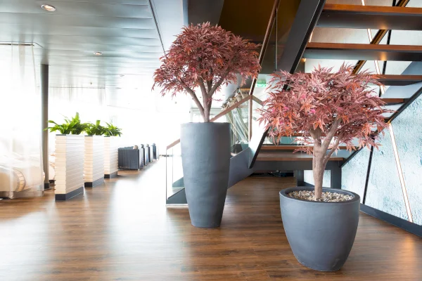 Artificial trees in planters