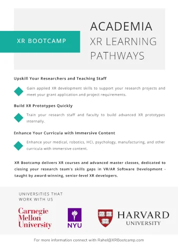 XR Bootcamp works with major universities worldwide to improve XR Education.