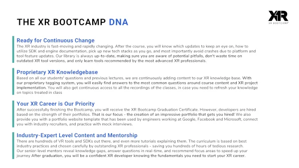 The XR Bootcamp DNA // XR Bootcamp