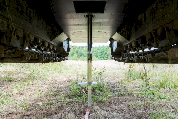 MPT in field. The push truck is suspended, ready for probing in an abandoned german mine tailing. // Geccotec GmbH