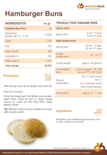 TopBake Bun Pure - application recipe for hamburger buns // DeutscheBack GmbH & Co. KG