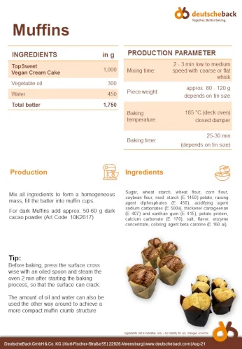 TopSweet Vegan Cream Cake - application recipe for muffins // DeutscheBack GmbH & Co. KG