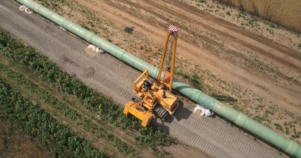 Pipeline coated with TDC's GRP line pipe and field joint products