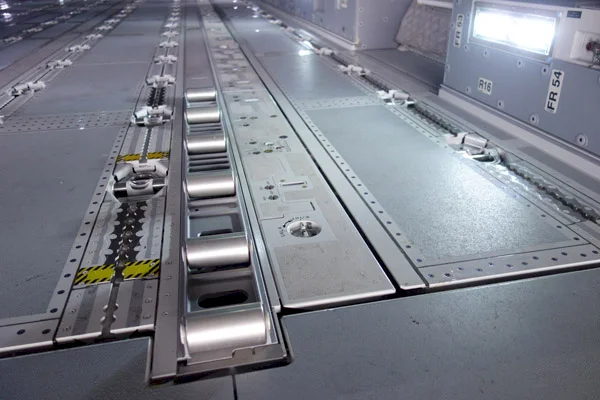 Roller system for A400M. It allows easy positioning of pallets and containers.
