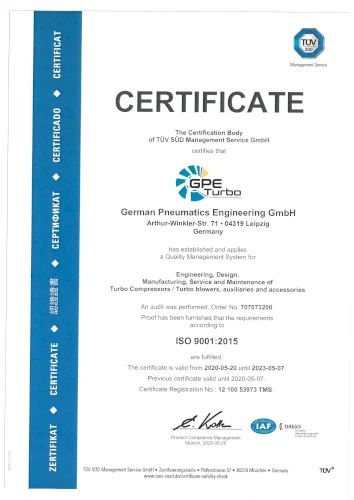 Certification according to ISO 9001:2015 valid until 2023