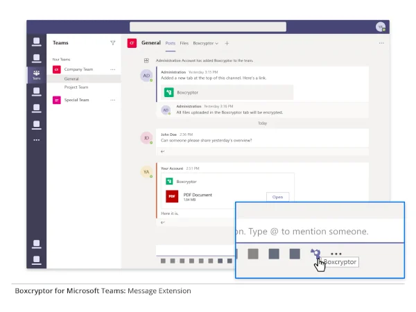 Boxcryptor for Microsoft Teams: Message Extension. // Secomba GmbH | Boxcryptor