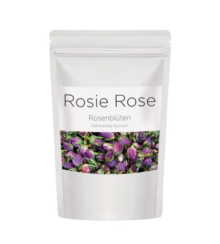Our damascene rose petals come in resealable packaging.  // TALA Food GmbH & Co. KG