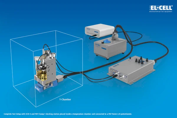 ECD-4-nano sample setup with PAT-Tester-x potentiostat // EL-CELL GmbH
