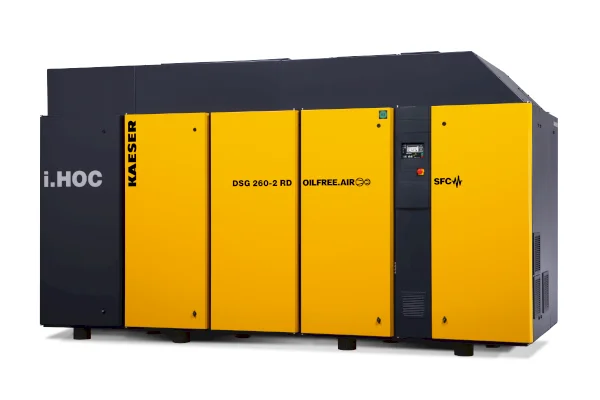 The dry compression rotary screw compressor with the new integrated i.HOC rotation dryer.